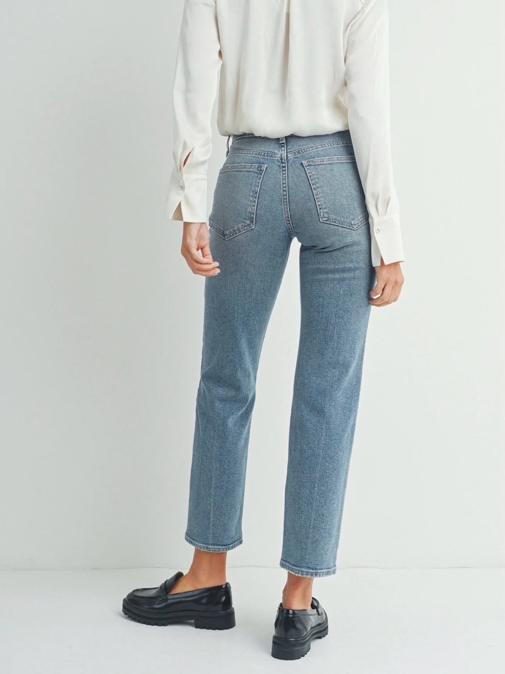 Just Black Light Blue Cropped Straight Jeans - Picture 2 of 5